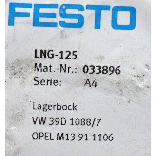 Festo Lagerbock LNG-125  Nr. 033896  Serie: A4  Neu/OVP