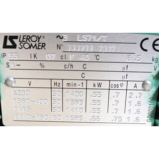 Leroy Somer LS71/T + CB3233SV5 E-Motor mit Getriebe i=28,5 -used-