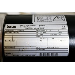 Lenze Permanent Magnet Motor 13.120.65.1.2.0  1000 rpm -Gebraucht/Used