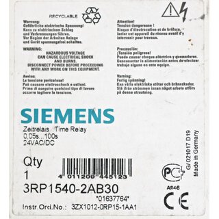 Siemens 3RP1540-2AB30 Zeitrelais -OVP/unused-
