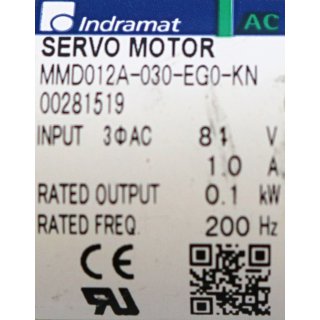 Indramat Servo Motor MMD012A-030-EG0-KN