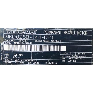 Indramat  MKD025B-144-KP1 Permanent Magnet Motor