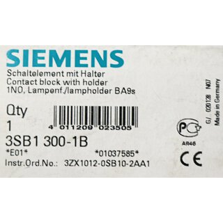 Siemens 3SB1300 1B Schaltelement mit Halter  Neu