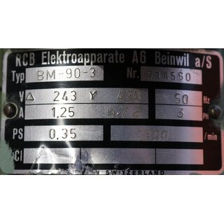 RCB Elektroapparate BM-90-3 Mit Bieri Pumpen BM 90/3/170 -Gebraucht/Used