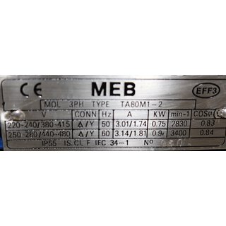 MEB 3~Motor TF 90S-4  1,1 kW  1400 rpm