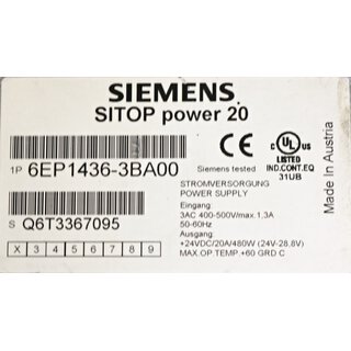 Siemens 6EP1436-3BA00 SITOP Power Suppley -used-
