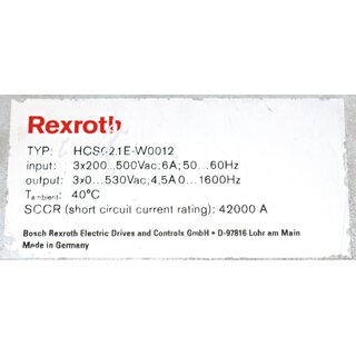 Rexroth HCS02.1E-W0012-A-03-LNNN+ CSH01.2C-PB-ENS-EN2-CCD Umrichter  used