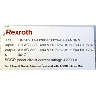 Rexroth HNS02.1A-Q200-R0023-A-480-NNNN Servoregler  gebraucht/used