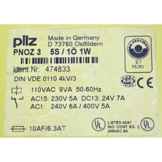 PILZ PNOZ 3 5S/1Ö 1W -Gebraucht/Used