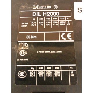 Eaton Moeller DILH2000/22(RAW250) 272442 EATON MOELLER Contactor,Leistungschtz -Gebraucht/Used