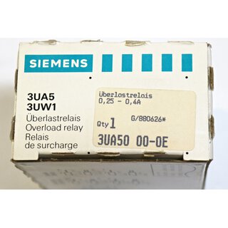 Siemens 3UA50 00-0E   0,25-0,4A Überlastrelais