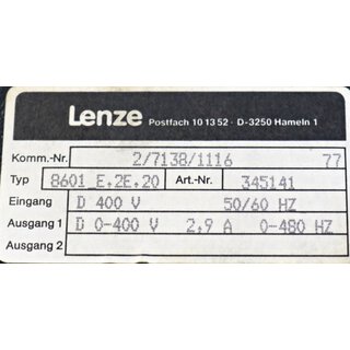 LENZE 8601_E.2E.20  Frequenzumrichter 8600