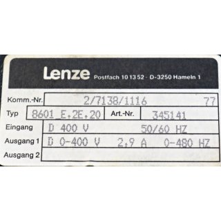 LENZE 8601_E.2E.20  Frequenzumrichter 8600