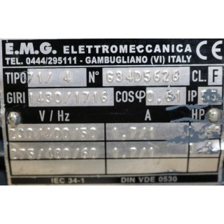 E.M.G Elektromotor TIPO 71/4 634D5626 1430U/min