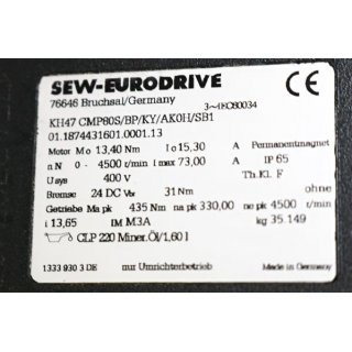 SEW Eurodrive KH47 CMP80S/BP/KY/AK0H/SB1  mit Getriebe / Neu