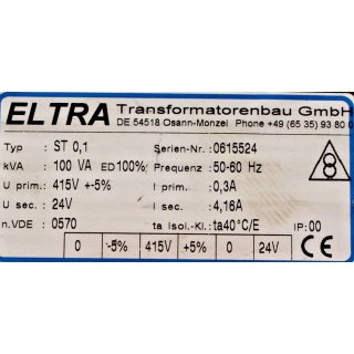 ELTRA Transformator GmbH ST 0,1 -Gebraucht/Used