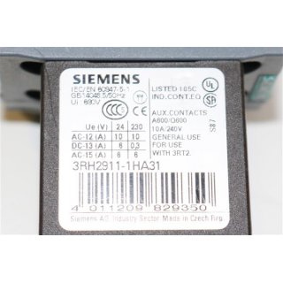 Siemens Sirius 3RT2028-1AP00 mit 3RH2911-1HA31 Leistunsschütz Gebraucht / Used