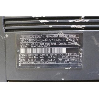 Indramat Permanent Magnet Motor MAC 090C-0-KD-4-C-110-B-0-WI517LV  Gebraucht/Used