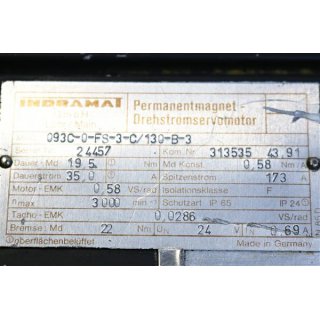 Indramat Permanent Magnet Motor MAC 090C-0-FS-3-C-130-B-3  Gebraucht/Used