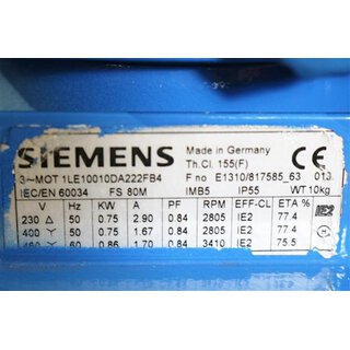Siemens 1LE1001-0DA22-2FB4 Simotics GP -used-