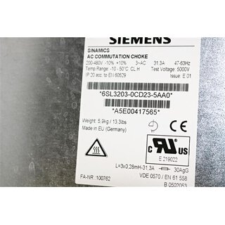 Siemens 6SL3203-0CD23-5AA0 SINAMICS Netzdrossel -OVP/unused-