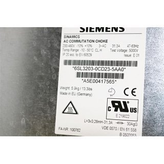 Siemens SINAMICS  AC Drossel - CHOKE 6SL3203-0CD23-5AA0 /OVP  Neu