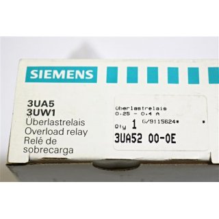 Siemens Überlastrelais 3UA5200-0E 0,25-0,4A -Neu/OVP