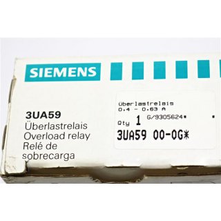 Siemens Überlastrelais 3UA5900-0G  0,4-0,63A -Neu/OVP