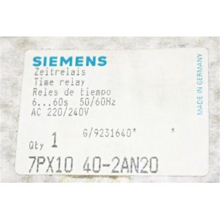 Siemens Zeitrelais 7PX10 40-2AN20  6-60s-Neu/OVP