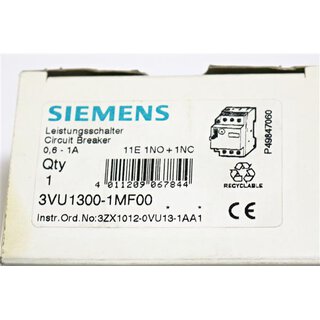 Siemens 3VU1300-1MF00 Leistungsschalter -OVP/unused-