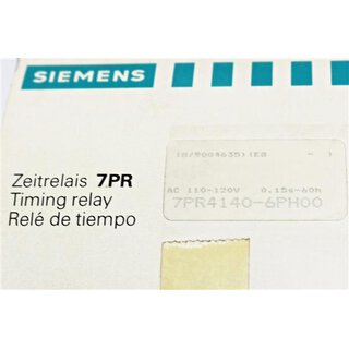 Siemens 7PR4140-6PH00 Zeitrelais -OVP/unused-