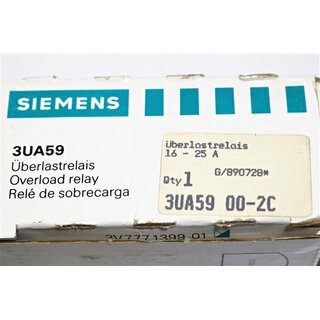 Siemens 3UA59 00-2C Überlastrelais -OVP/unused-