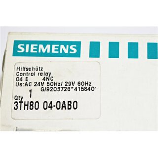 Siemens 3TH8004-0AB0 Hilfsschütz -OVP/unused-