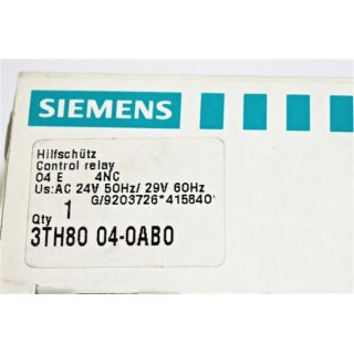 Siemens Hilfschütz 3TH8004-0AB0  24V 50Hz -Neu/OVP