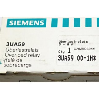 Siemens Überlastrelais 3UA59 00-1H  5-8A -Neu/OVP