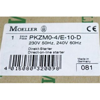Möller Klöckner Direkt Starter PKZM0-4-E-10-D 230V -Neu/OVP