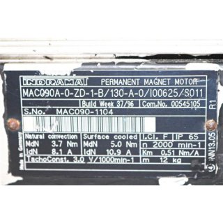 Indramat  3~PMMotor MAC090A-0ZD-1-B-130-A-0-100625-S011  2000rpm -Gebraucht/Used