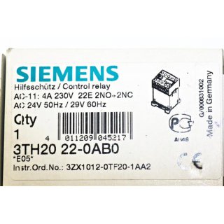 Siemens Hilfsschütz 3TH2022-0AB0  -Neu/OVP
