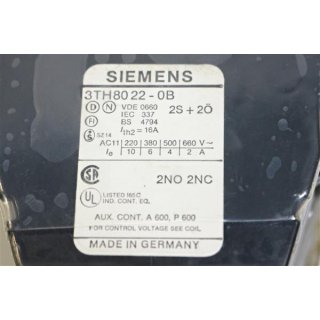 Siemens Schütz 3TH8022-0B -Neu