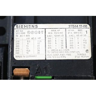 Siemens 3TB4417-0BB4 Contactor -unused-