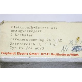 FREYHARDT Zeitrelais Anzugverzögert FVR-24 0,15-3S  AC-3  -Neu