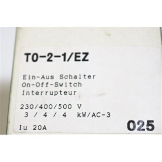 Möller Klöckner Ein-Aus Schalter T0-2-1-EZ -Neu/OVP