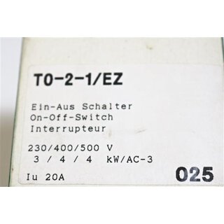 Mller Klckner T0-2-1-EZ Ein-Aus Schalter Unused/OVP