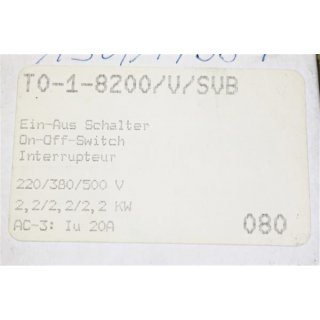 MÖLLER KLÖCKNER Ein-Aus Schalter T0-1-8200 -V-SVB -Neu/OVP