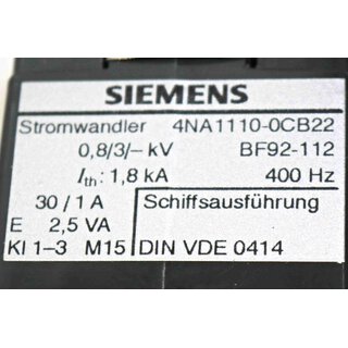Siemens 4NA1110-0CB22 Stromwandler Schiffsausfhrung -OVP/unused-