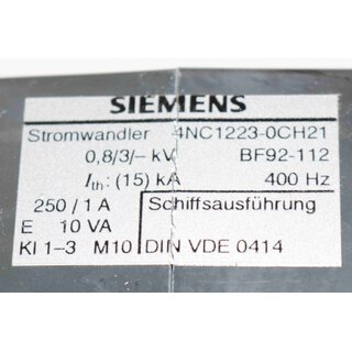 Siemens 4NC1223-0CH21 Stromwandler Schiffsausfhrung -OVP/unused-