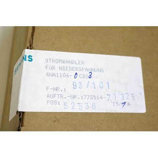 Siemens 4NA1106-0CB23 Stromwandler fr Niederspannung -OVP/sealed- -unused-