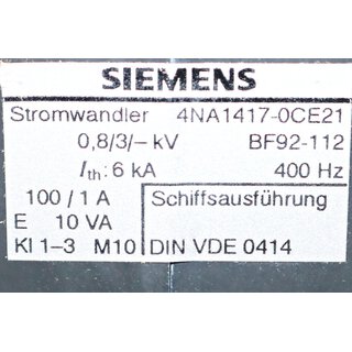 Siemens 4NA1417-0CE21 Stromwandler Schiffsausfhrung -OVP/unused-
