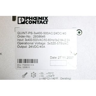 Phoenix Contact Quint PS-3x400-500AC/24DC40 - Gebraucht/Used