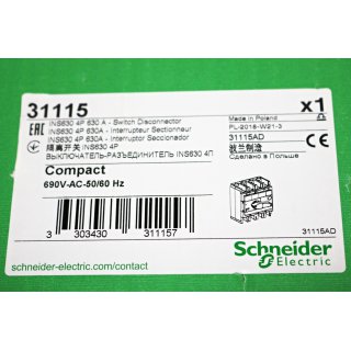 Schneider Electric Switch Disconnector Compact INS630 4P 630A -Neu/OVP